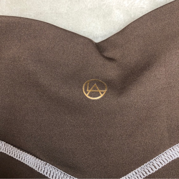 LA + Image Brown Yoga Pants with White Stitching Size Small - Picture 8 of 9
